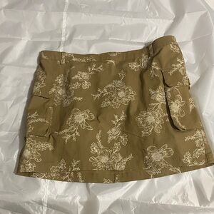 Elegant Floral Mini Skirt in Tan
